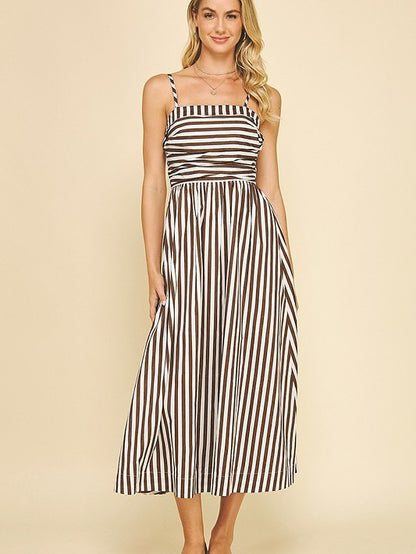 Striped Maxi Dress Smocked Spaghetti Strap Resort Dress