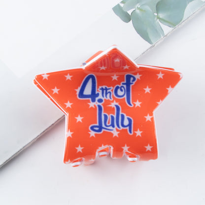 4th of July Star Hair Claw Clip Alligator Patriotic USA