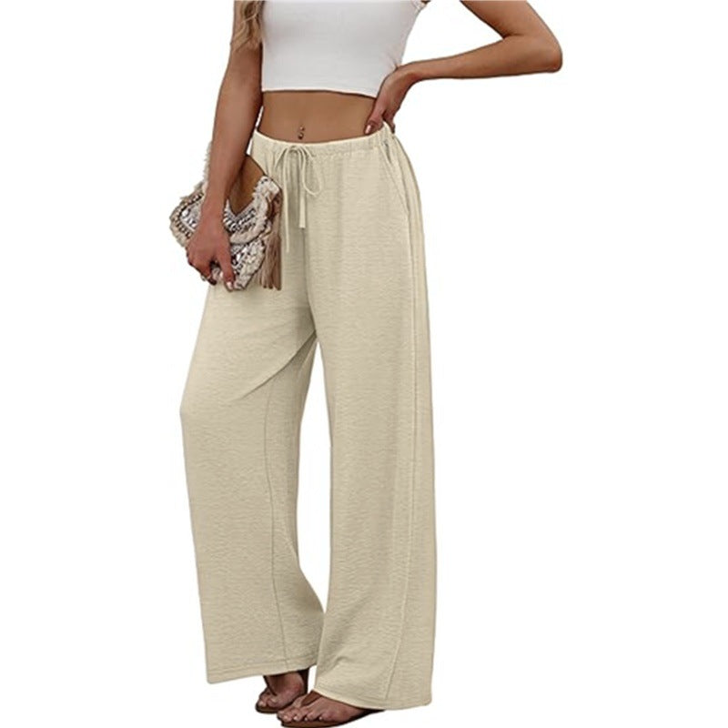 Women Wide Leg Pants Drawstring Waist Pockets Soft Lounge