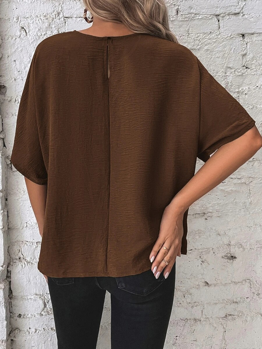 Casual Round Neck Knot Waist Tunic T-Shirt