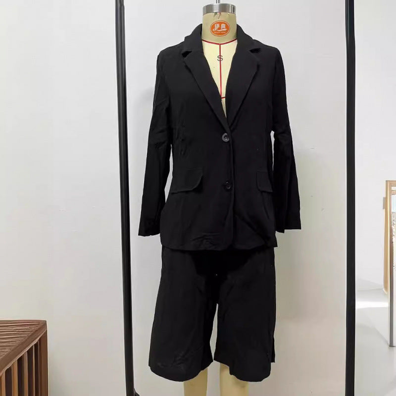 Women's Linen Blazer Bermuda Shorts Matching Set