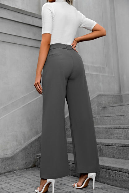 Women's High-Waist Wide-Leg Suit Pants - Elegant Office Trousers
