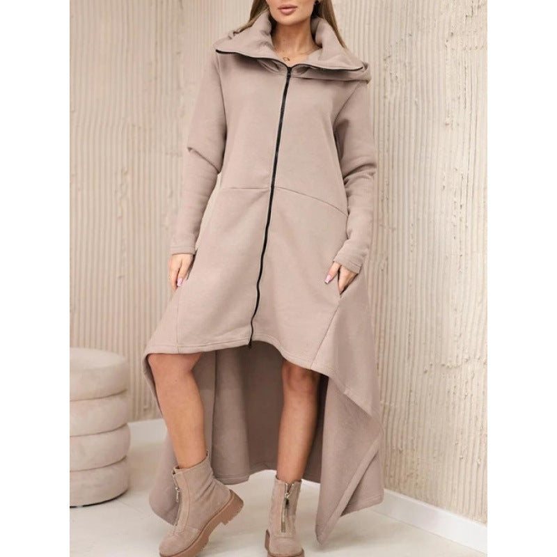 Women Oversized Zip Up Hoodie Dress Fleece Long Sweatshirt