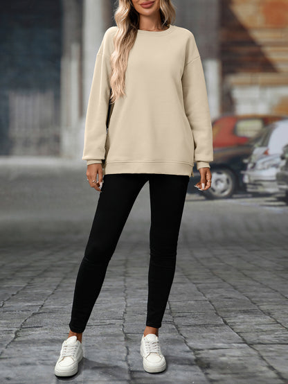 Trendy Y2K Fleece Pullover Sweatshirt – Fall/Winter Casual Top
