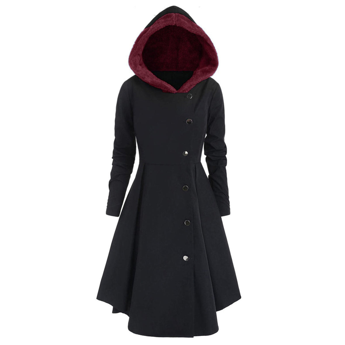 Women's Faux Fur Hooded Long Swing Coat Winter Jacket