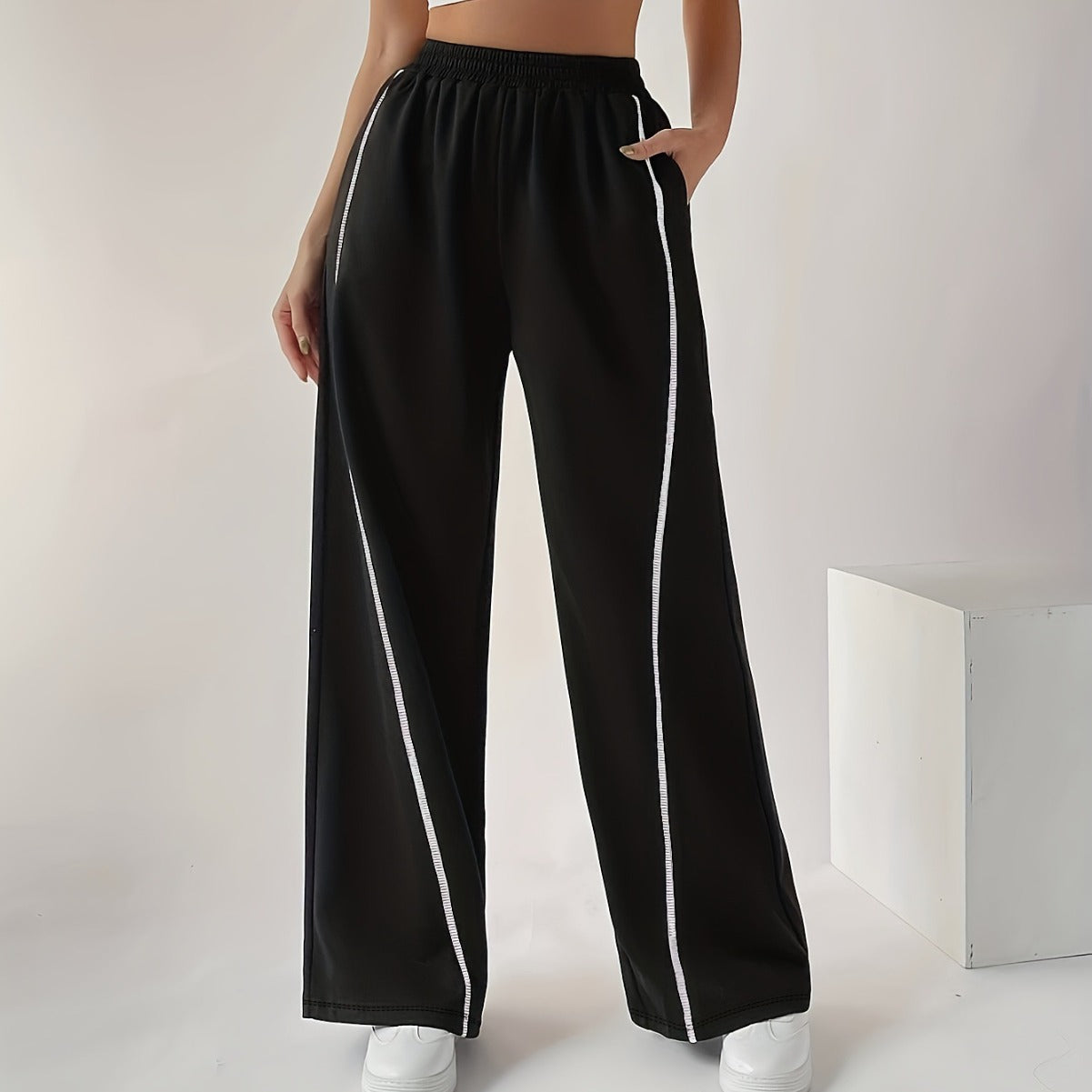 Puls Size Sports Pants Loose and Slim Straight Wide Leg Flared Casual Cuff Fitness Sweatpants