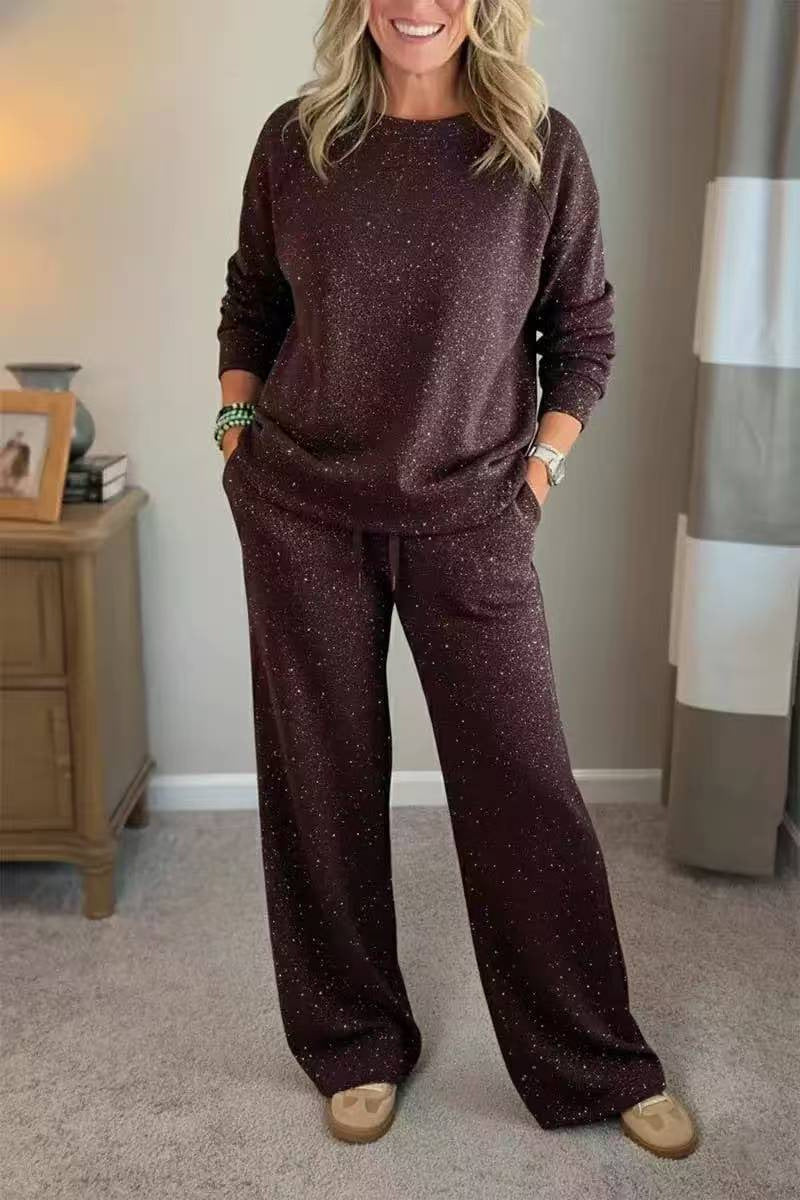 Women's Sparkle Lounge Set 2 Piece Sweatshirt Pants