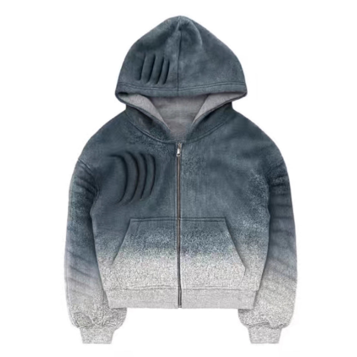 Oversized Ombre Zip Up Hoodie Heavyweight Jacket