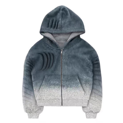 Oversized Ombre Zip Up Hoodie Heavyweight Jacket