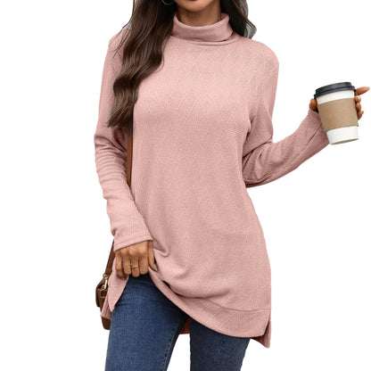 Women's Oversized Turtleneck Long Sleeve Tunic Side Slit