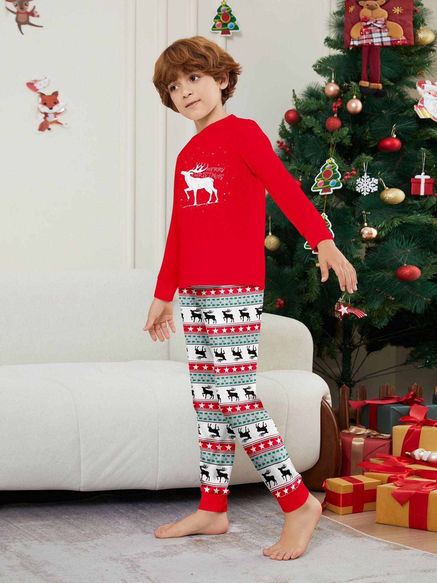 Christmas deer letter star parent-child outfit printed loungewear Christmas pajamas