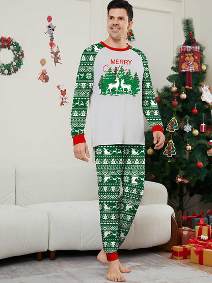 Christmas Deer Letter Striped Parent-child Dress Printed Christmas Pajamas