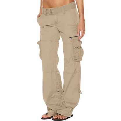 Womens Wide Leg Cargo Pants Vintage Loose Fit Cotton