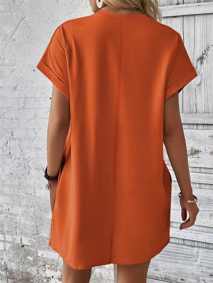 Women’s Relaxed Fit Cotton Pocket T-Shirt Dress Summer