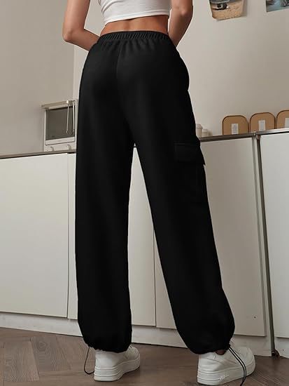 High Waist Drawstring Cargo Jogger Pants