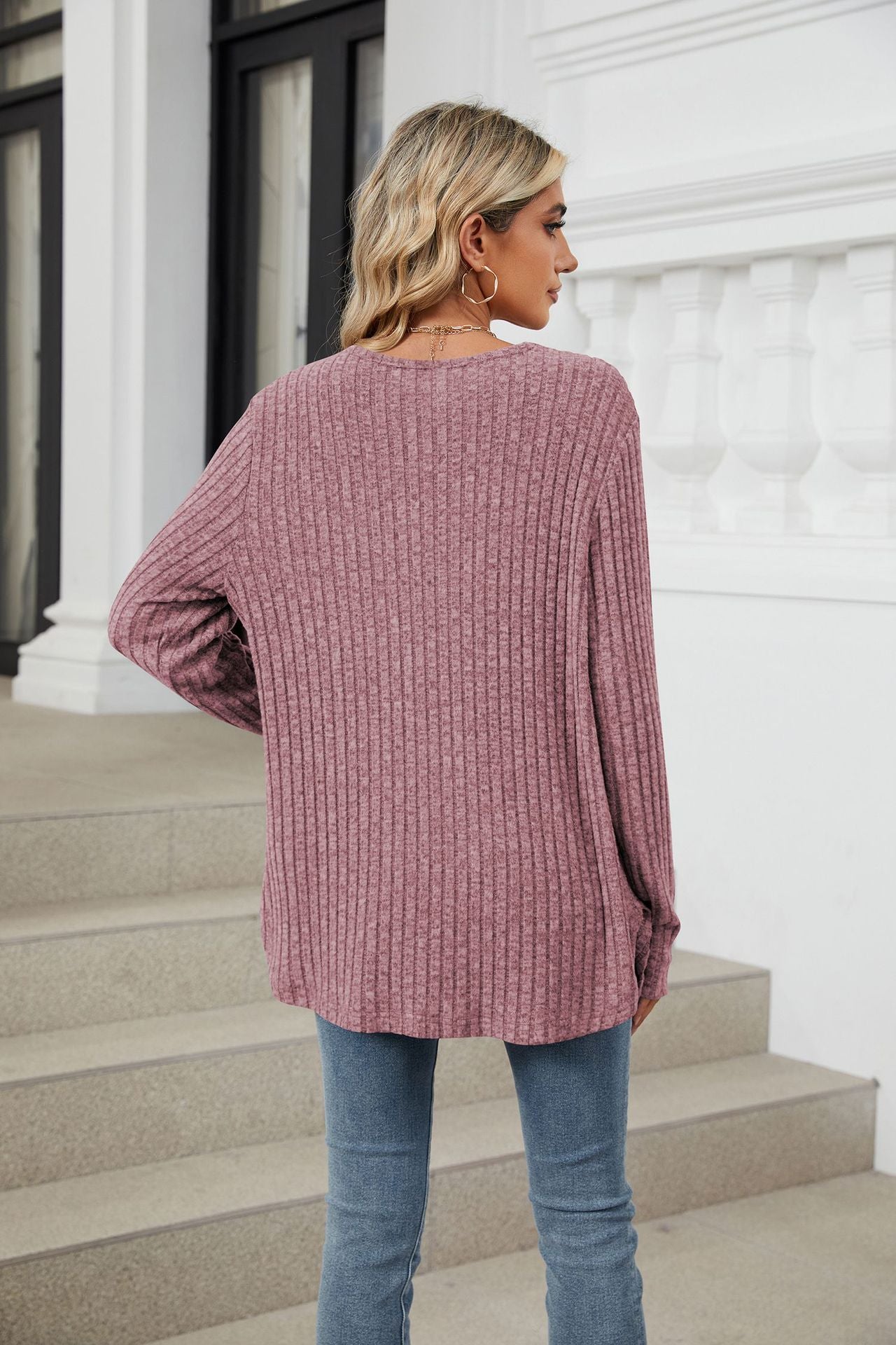 Soft Ribbed Button-Down Knit Cardigan for Fall & Winter