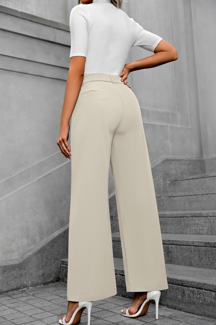 Women's High-Waist Wide-Leg Suit Pants - Elegant Office Trousers