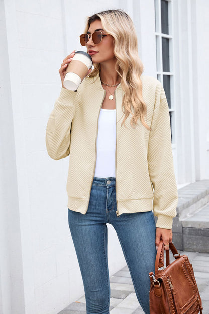 Women's Casual Zip Up Sweatshirt Jacket Long Sleeve Quilted