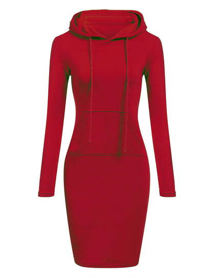 Women's Bodycon Hoodie Dress Long Sleeve Pocket