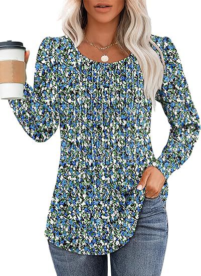 Solid Cotton Pintuck Blouse Long Sleeve Work Top