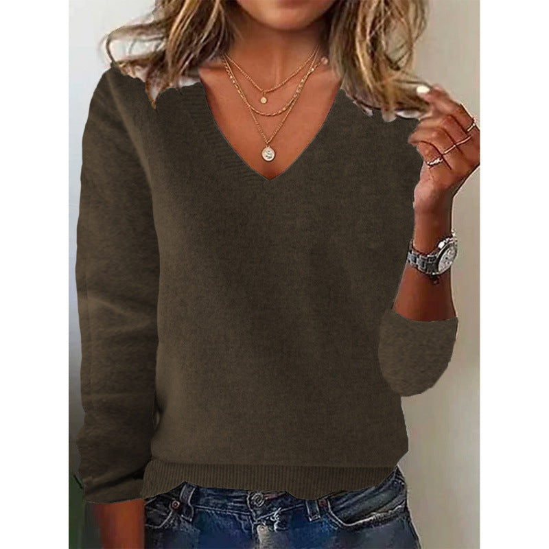 Women's Oversized V-Neck Pullover Sweater