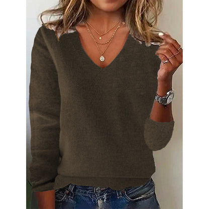 Women's Oversized V-Neck Pullover Sweater