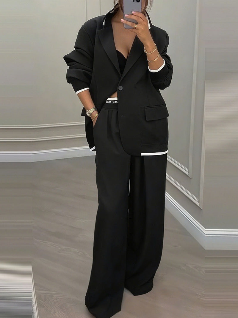 Women's Oversized Blazer Wide Leg Pant Suit Set