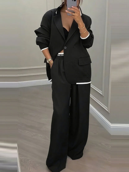Women's Oversized Blazer Wide Leg Pant Suit Set