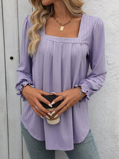 Square Neck Long Sleeve T-Shirt for Women