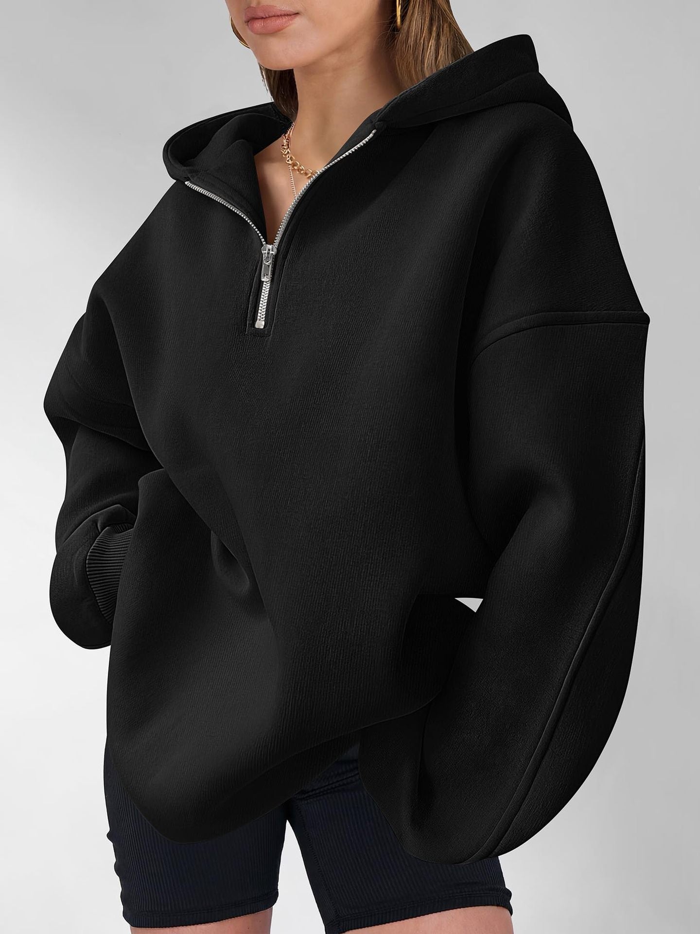 Half Zip Hoodie Sweatshirt Oversized Relaxed Fit