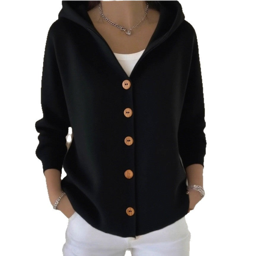 Women's Hooded Button Down Knit Cardigan Sweater