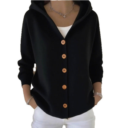 Women's Hooded Button Down Knit Cardigan Sweater
