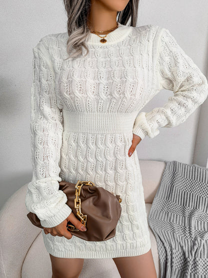 Blue Cable Knit Bodycon Sweater Dress – Fall Winter