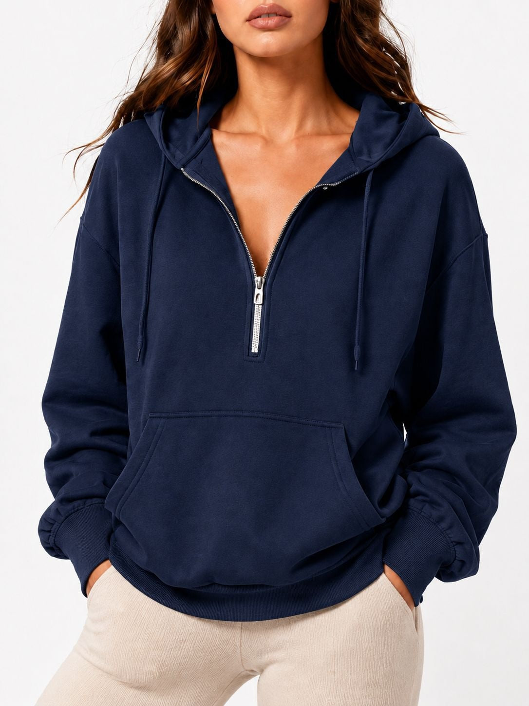 Women's Oversized Half Zip Hoodie Pullover Sweatshirt