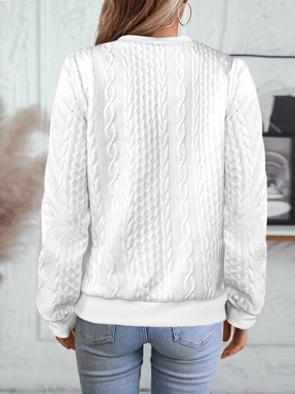 Women's Cable Knit Half Zip Pullover Sweatshirt Long Sleeve