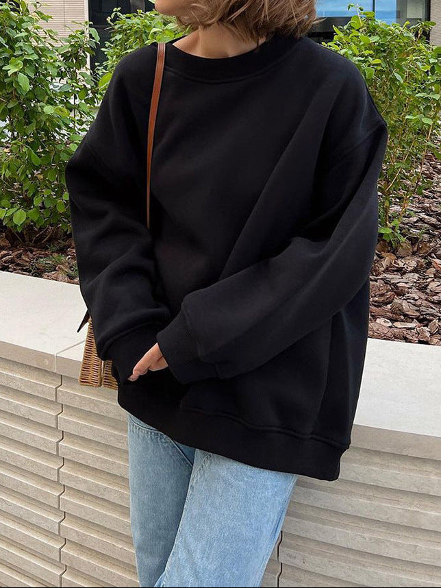Women's Oversized Fleece Crewneck Sweatshirt Streetwear