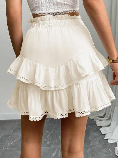 Women’s High Waist Tiered Ruffle Mini Skirt