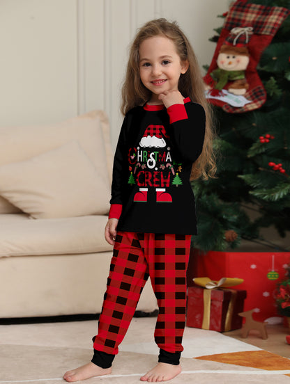 Plaid Alphabet Parent-Child Printed Christmas Pajama Set