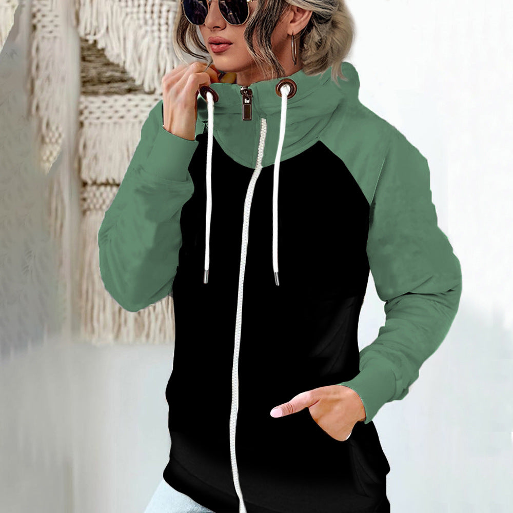 Women's Colorblock Fleece Zip Hoodie Oversized Plus Size