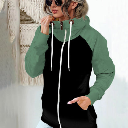 Women's Colorblock Fleece Zip Hoodie Oversized Plus Size