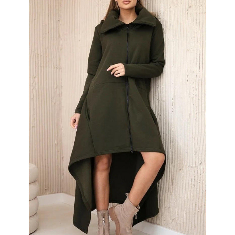 Women Oversized Zip Up Hoodie Dress Fleece Long Sweatshirt