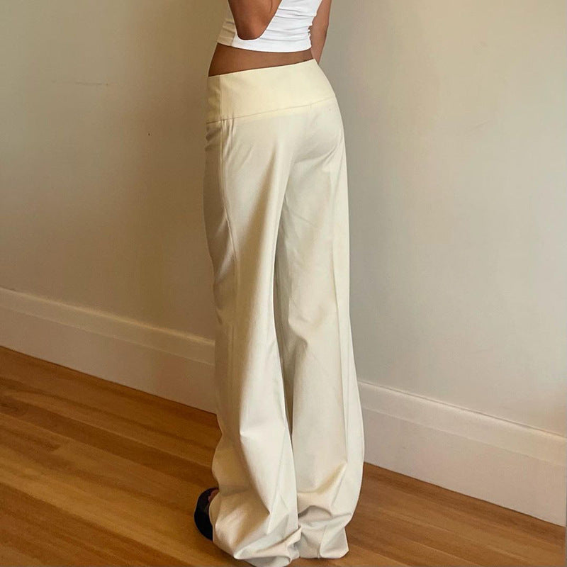 Women's Low Rise Straight Leg Casual Pants Cream