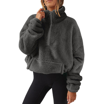 Women's Sherpa Half Zip Fleece Pullover Sweatshirt