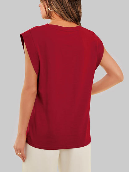 Casual Sleeveless Crew Neck Loose Tank Top