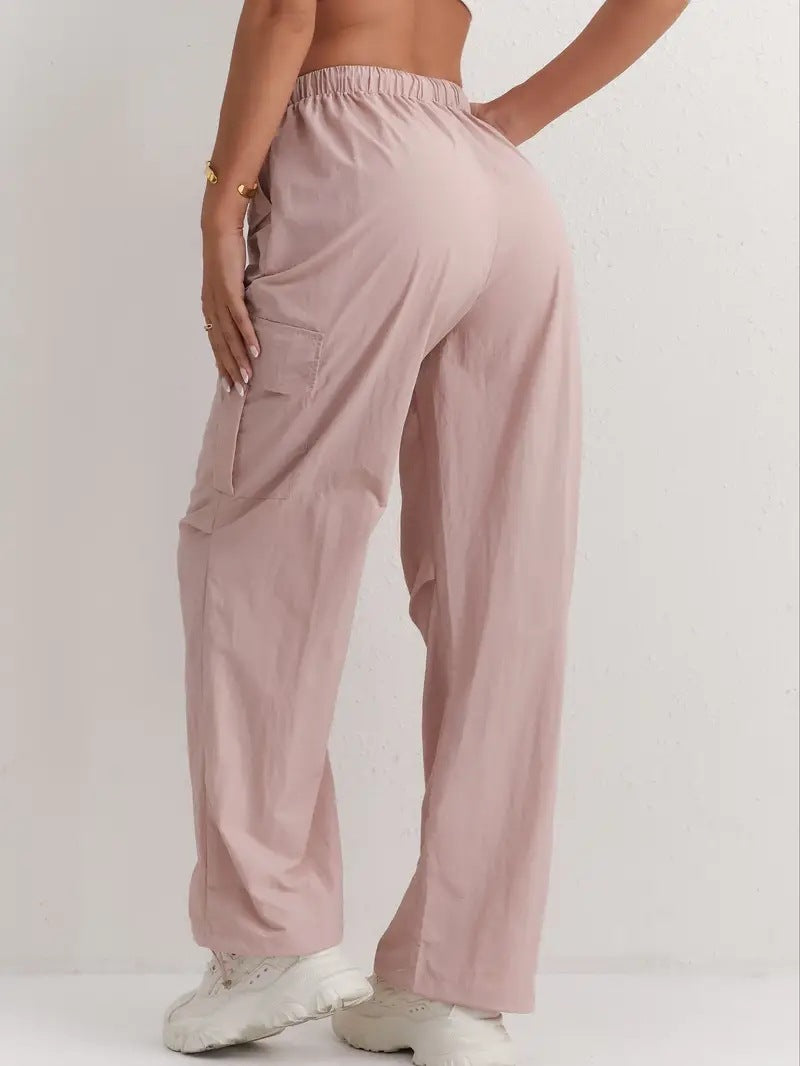 Women's High Waisted Cargo Pants Wide Leg Quick Dry Pockets