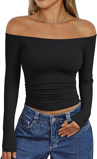 Women's Y2K Off Shoulder Long Sleeve Going Out Top