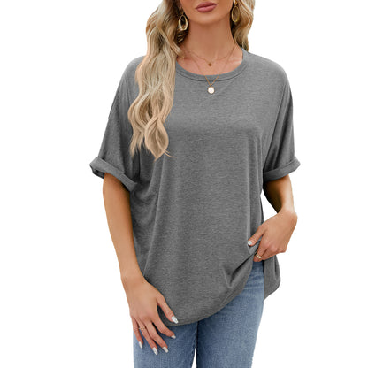 Loose Fit Crew Neck Short Sleeve Casual Basic Tee