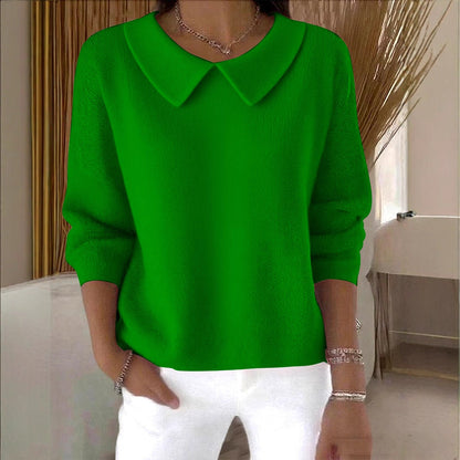 Women's Peter Pan Collar Long Sleeve Loose Casual Pullover