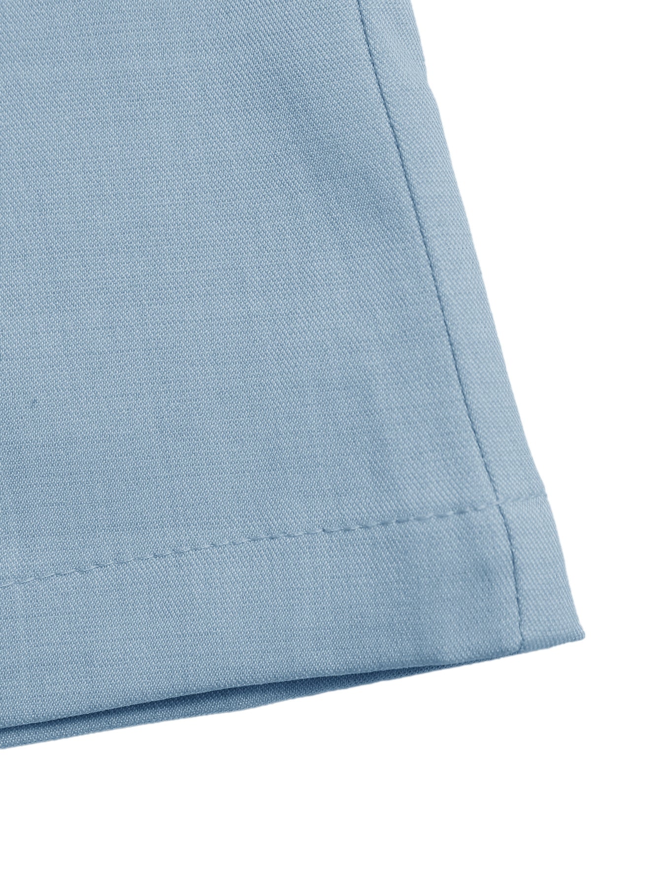 Blue Linen Look V Neck Vest & Shorts Set Summer Workwear