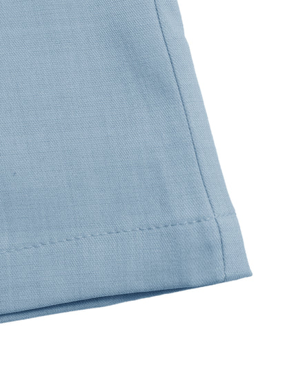 Blue Linen Look V Neck Vest & Shorts Set Summer Workwear